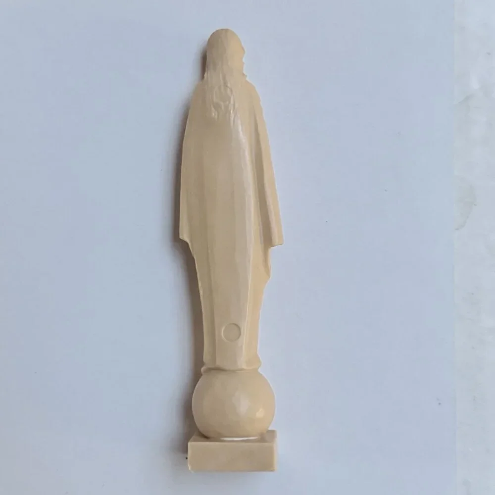 Vintage Beige Plastic Praying Mary Figurine Robe Mary Jesus Religious Christian